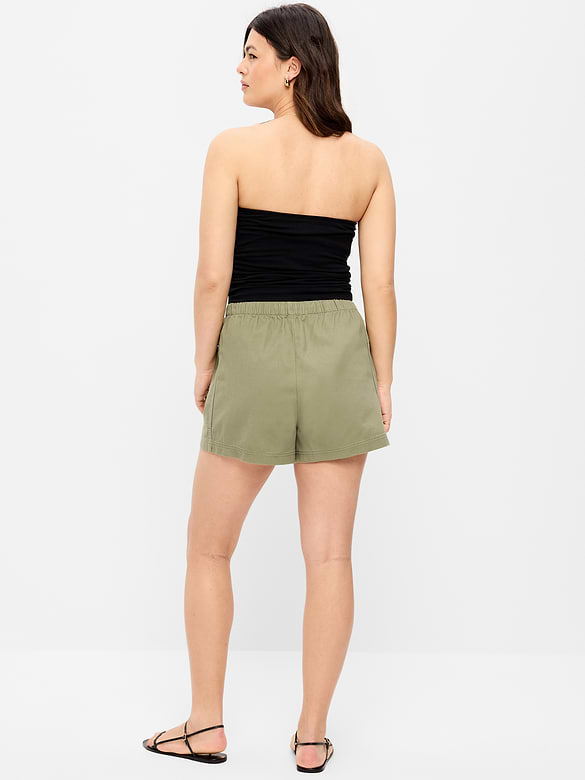 High-Waisted Pull-On Utility Shorts
