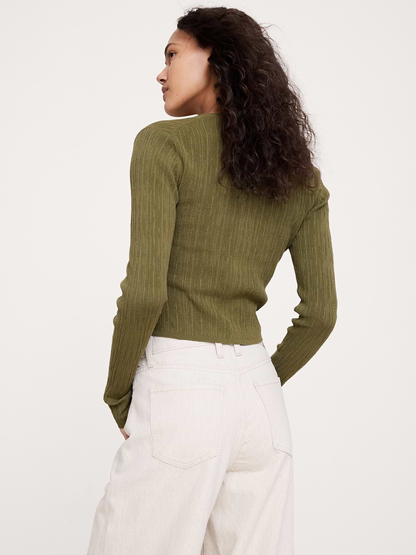 Crinkle Knit Cropped Cardigan