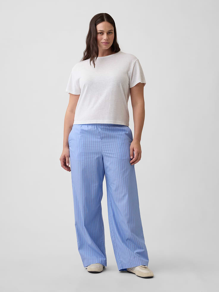 Image 5 of 7, Mid Rise Pull-On Stripe Poplin Pants