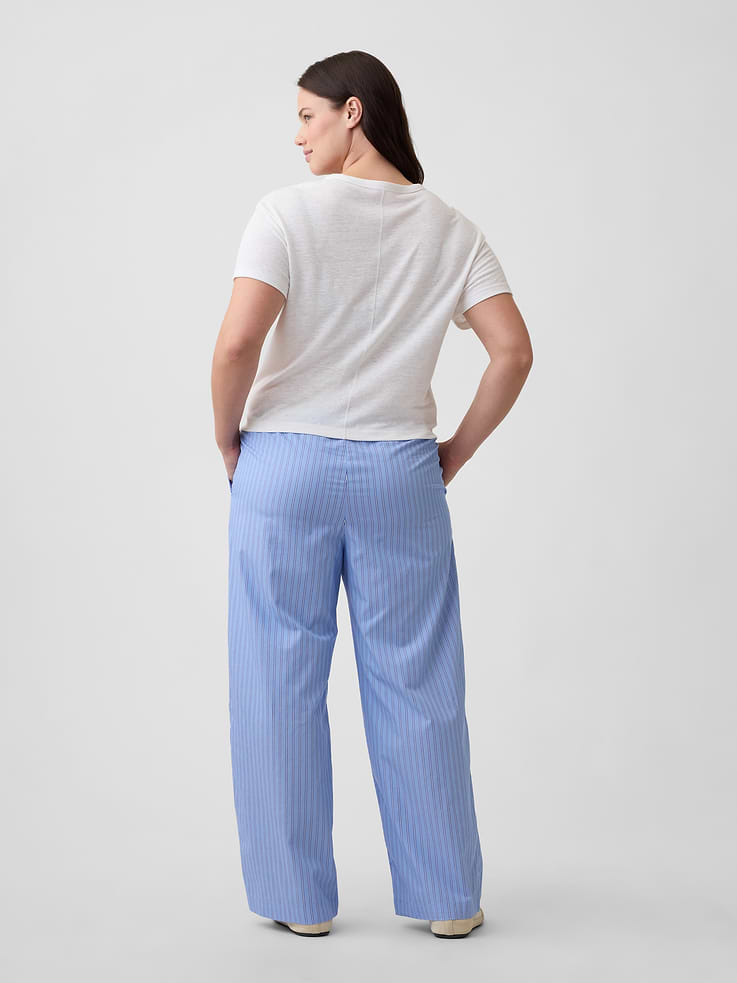 Image 6 of 7, Mid Rise Pull-On Stripe Poplin Pants