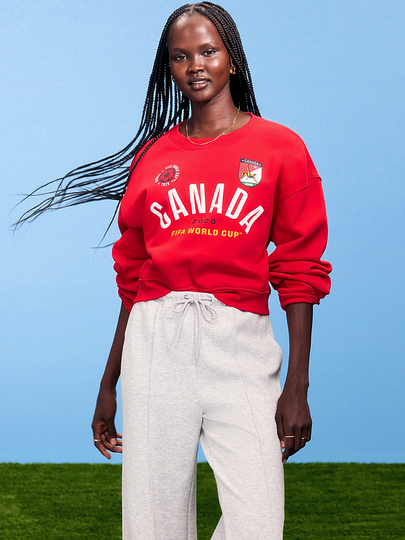 Chandail en coton ouaté surdimensionné à imprimé Coupe du Monde de la FIFA 26™, Canada pour femme