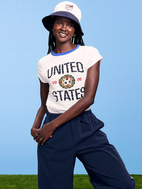FIFA World Cup 26™ USA Smocked Graphic T-Shirt for Women