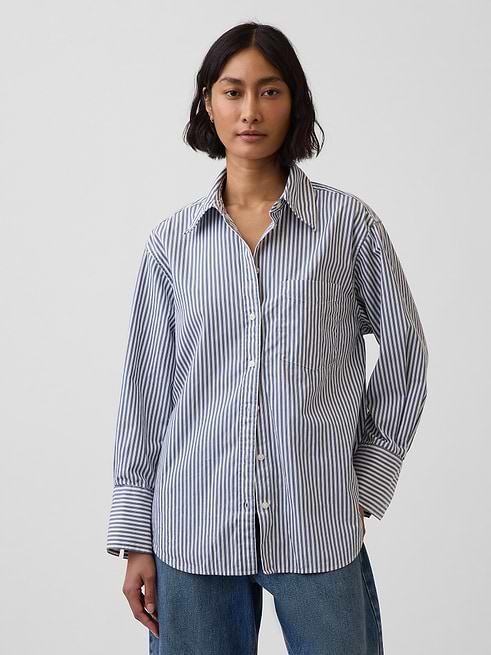 gap dress shirts Womens Classic Shirt Blue Crystal XS : Clothing, Shoes & Jewelry Hits at the hip Women's Organic Cotton Poplin Big