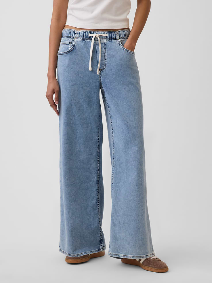 Image number 2 showing, Mid Rise Knit Easy Baggy Jeans