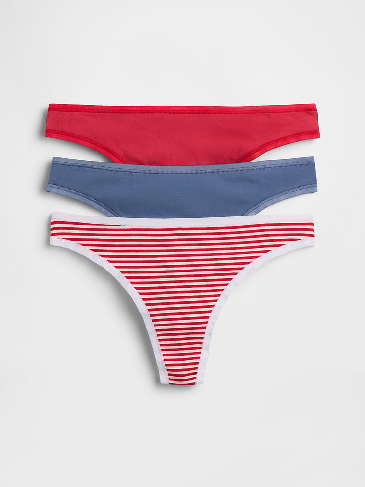 Image number 1 showing, Organic Stretch Cotton Thong (3-Pack)