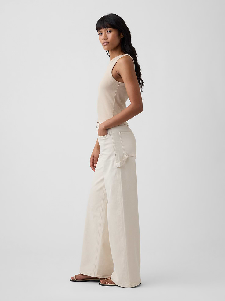 Image number 3 showing, Mid Rise Wide-Leg Carpenter Jeans