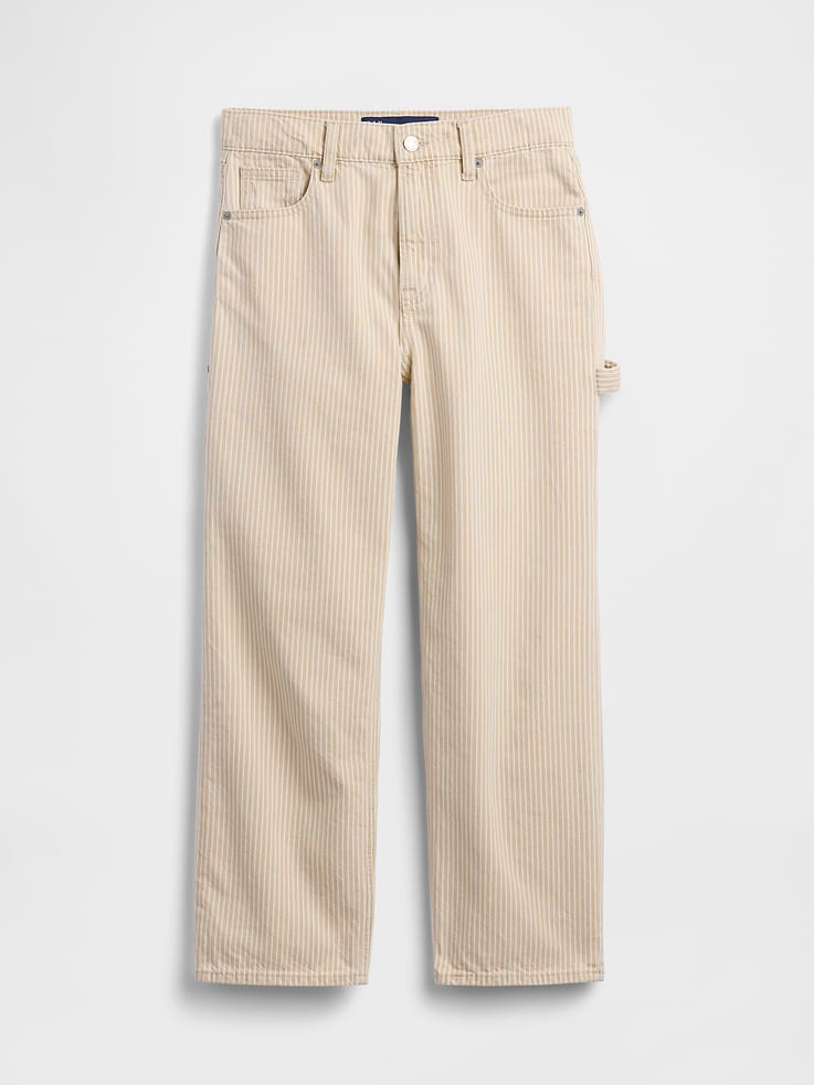 Image number 7 showing, Low Slung Stripe Relaxed Straight Crop Jeans