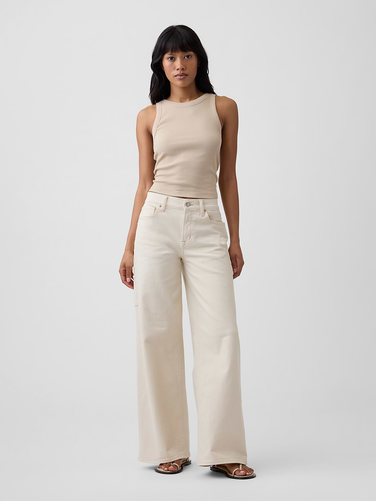 Image number 1 showing, Mid Rise Wide-Leg Carpenter Jeans