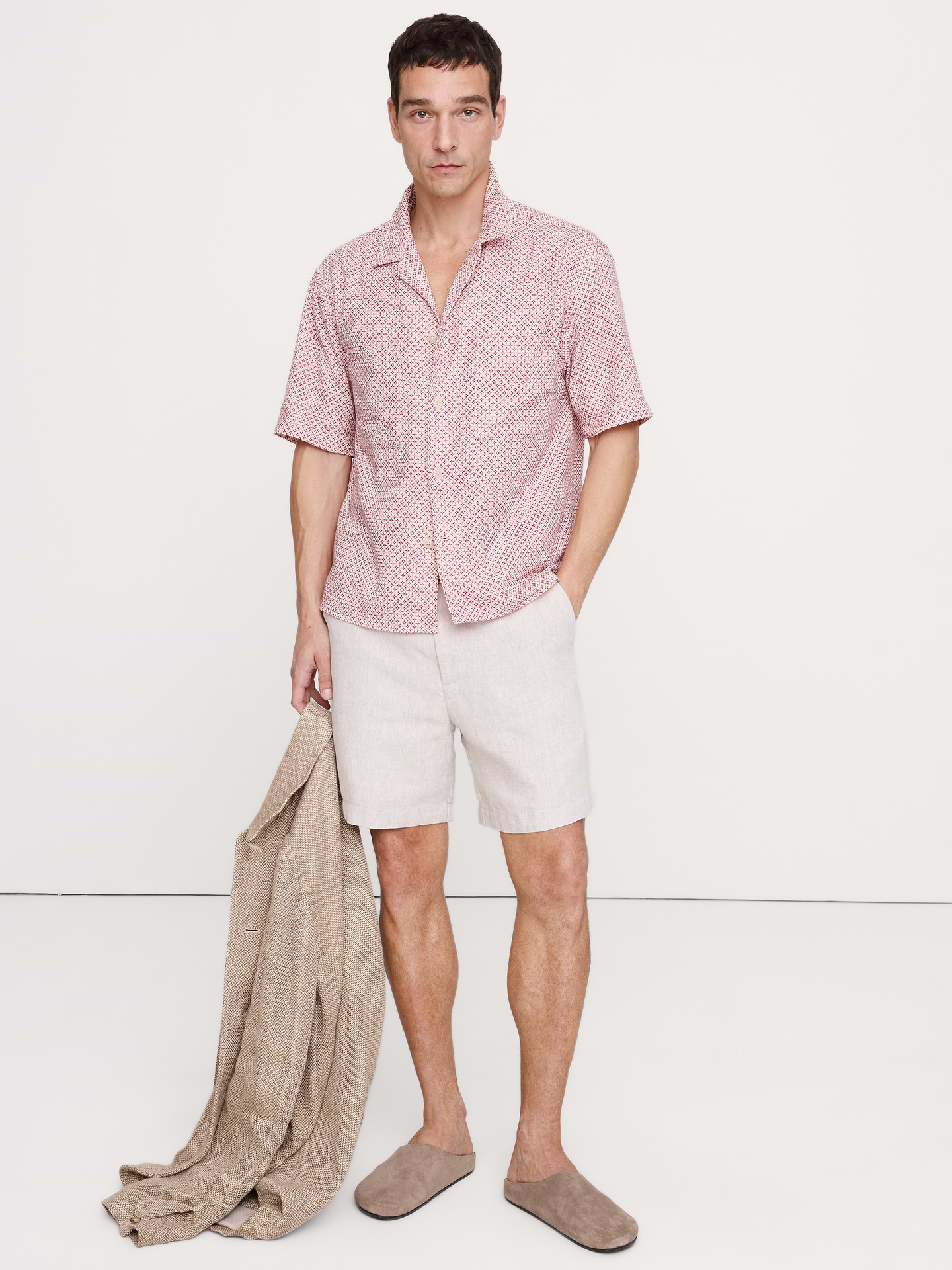L'image numéro 1 présente Chemise de vacances décontractée en tissu gaufré