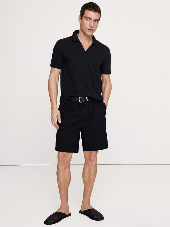 Mesh Johnny-Collar Polo