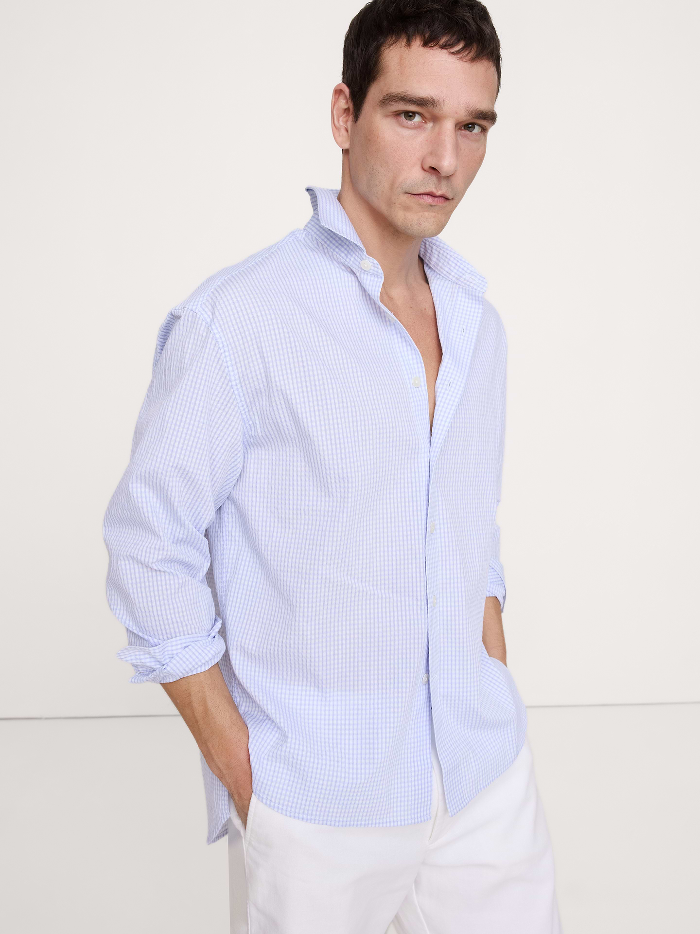 Image number 1 showing, Relaxed-Fit Plaid Seersucker Shirt