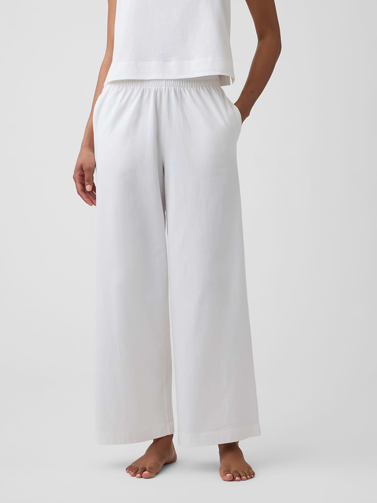Image number 3 showing, Heavyweight Pull-On Wide-Leg Crop Pants