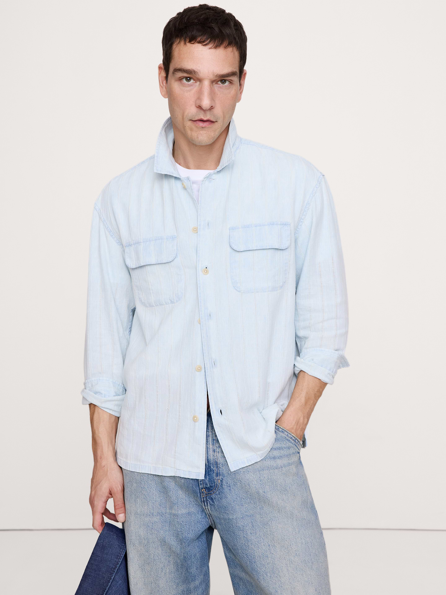 Image number 1 showing, Relaxed-Fit Denim Long-Sleeve Resort Shirt