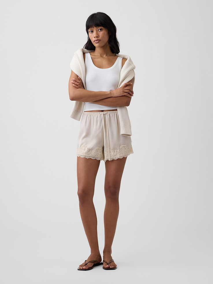 Image number 1 showing, 5" High Rise Pull-On Satin Shorts