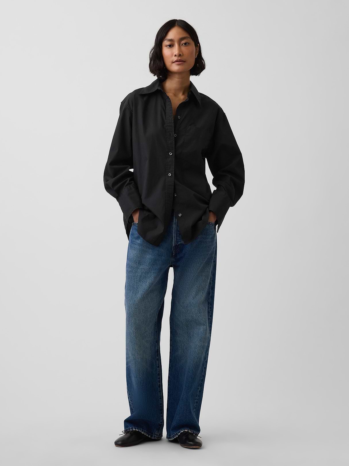 Organic Cotton Poplin Big Shirt | Gap
