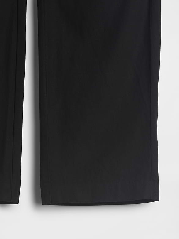 Linen-Blend Relaxed Straight Ankle Pants