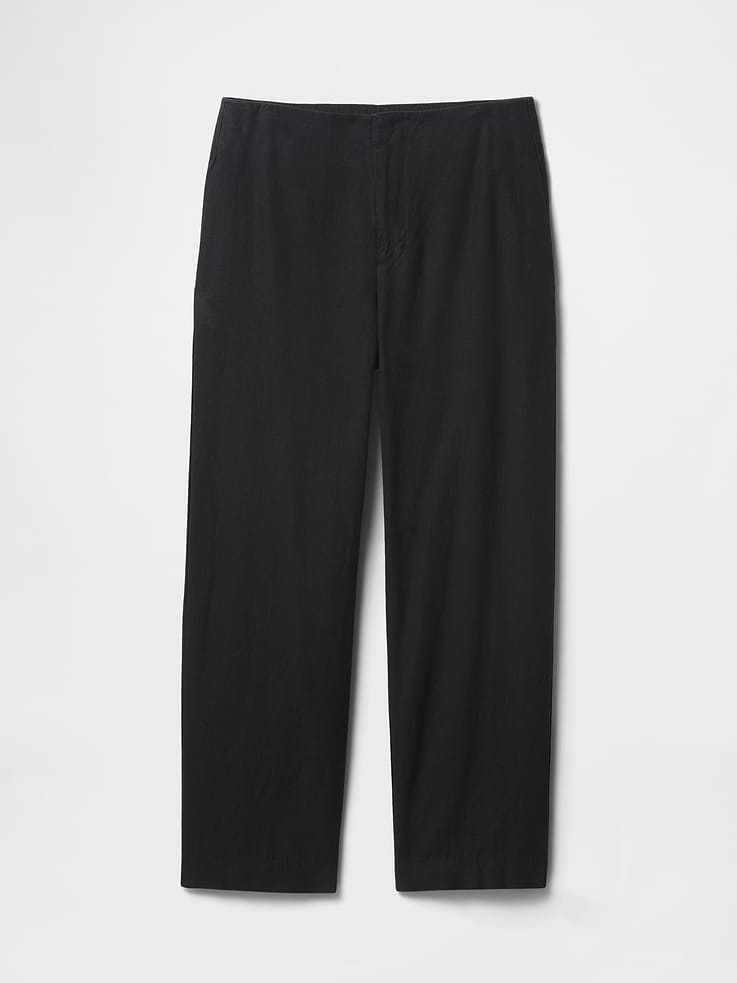 Image number 7 showing, Linen-Blend Relaxed Straight Ankle Pants