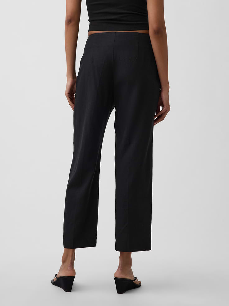 Image number 4 showing, Linen-Blend Relaxed Straight Ankle Pants