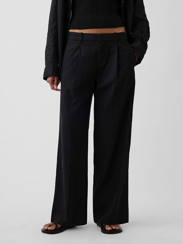 365 Low Rise Linen-Blend Trousers