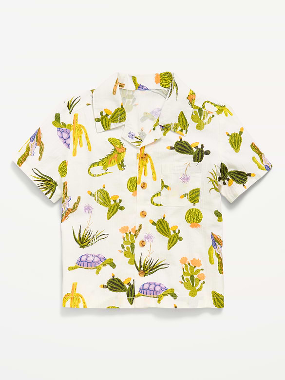 Chemise en tissu froissé à motif à poche et à manches courtes pour tout-petit