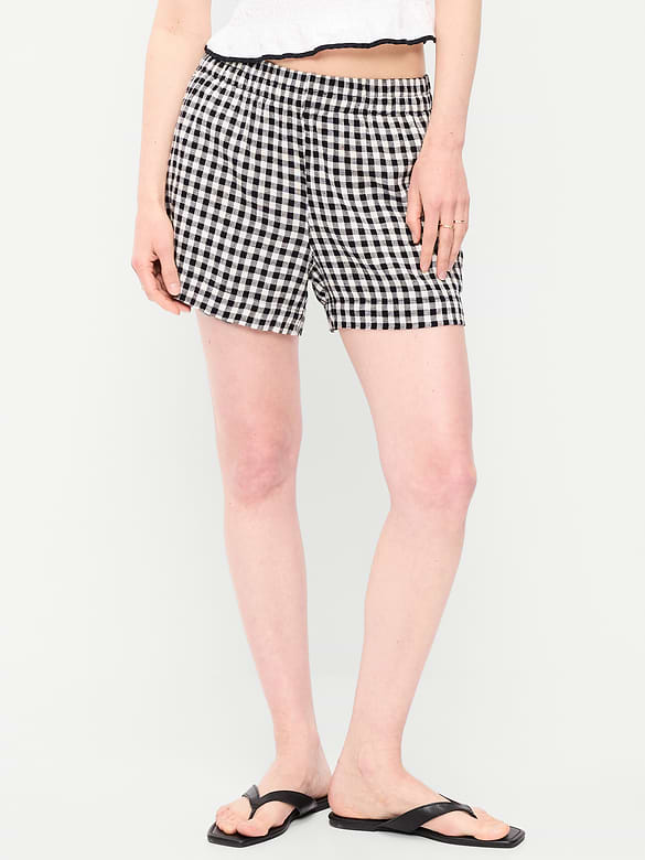 High-Waisted Linen-Blend Shorts -- 3.5-inch inseam