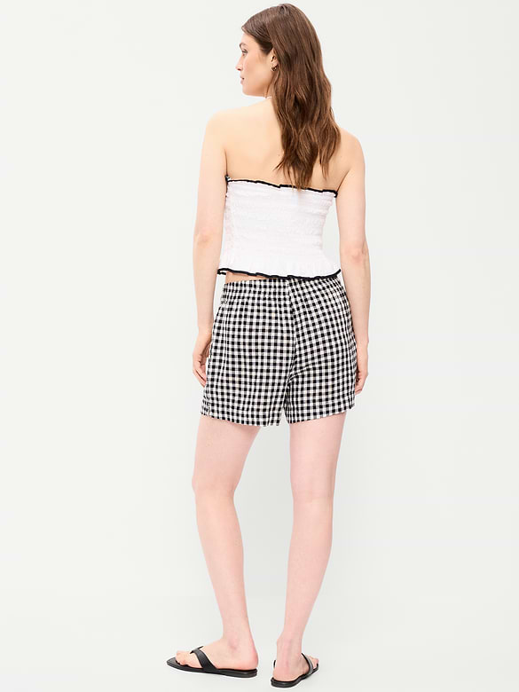 High-Waisted Linen-Blend Shorts -- 3.5-inch inseam