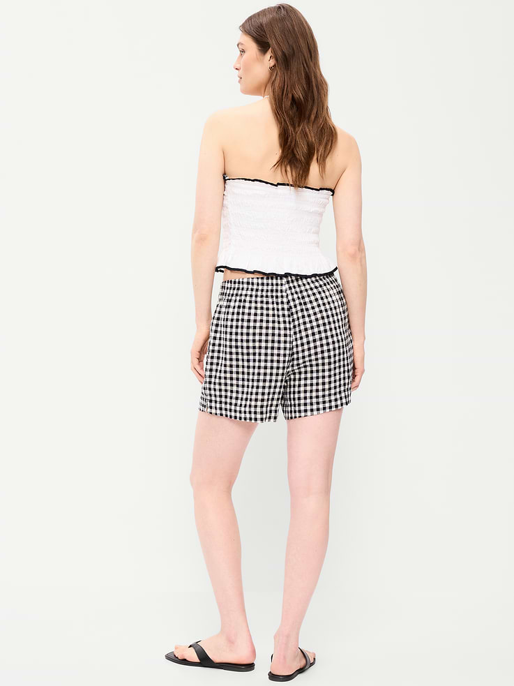 Image number 3 showing, High-Waisted Linen-Blend Shorts -- 3.5-inch inseam