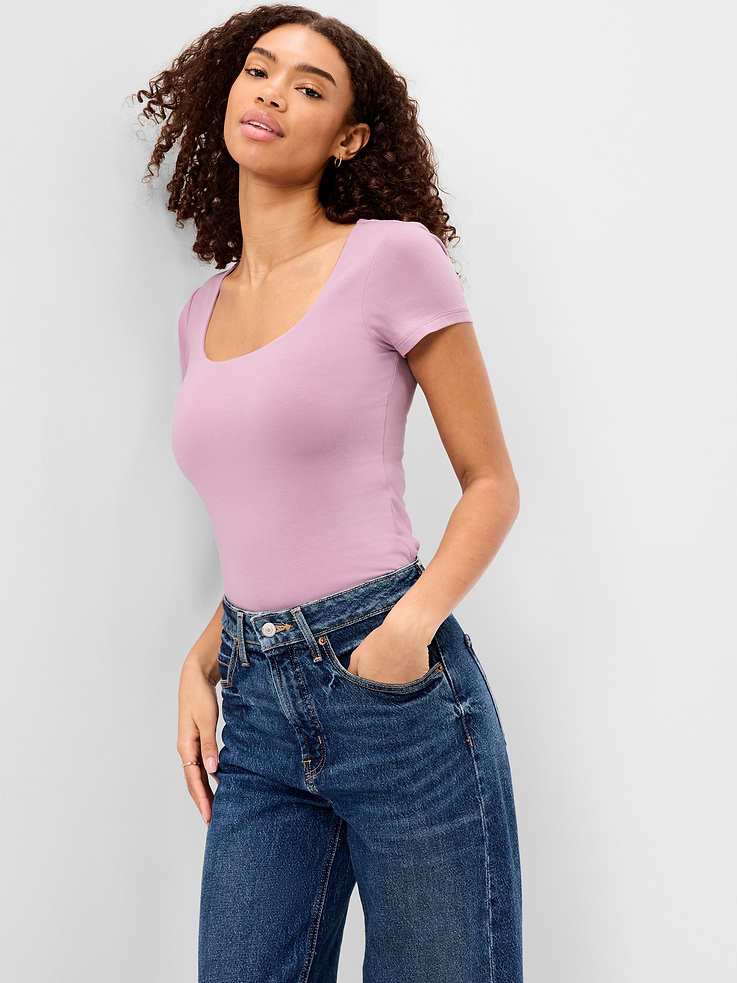 Image number 3 showing, Hug Double-Layer Scoop-Neck Top