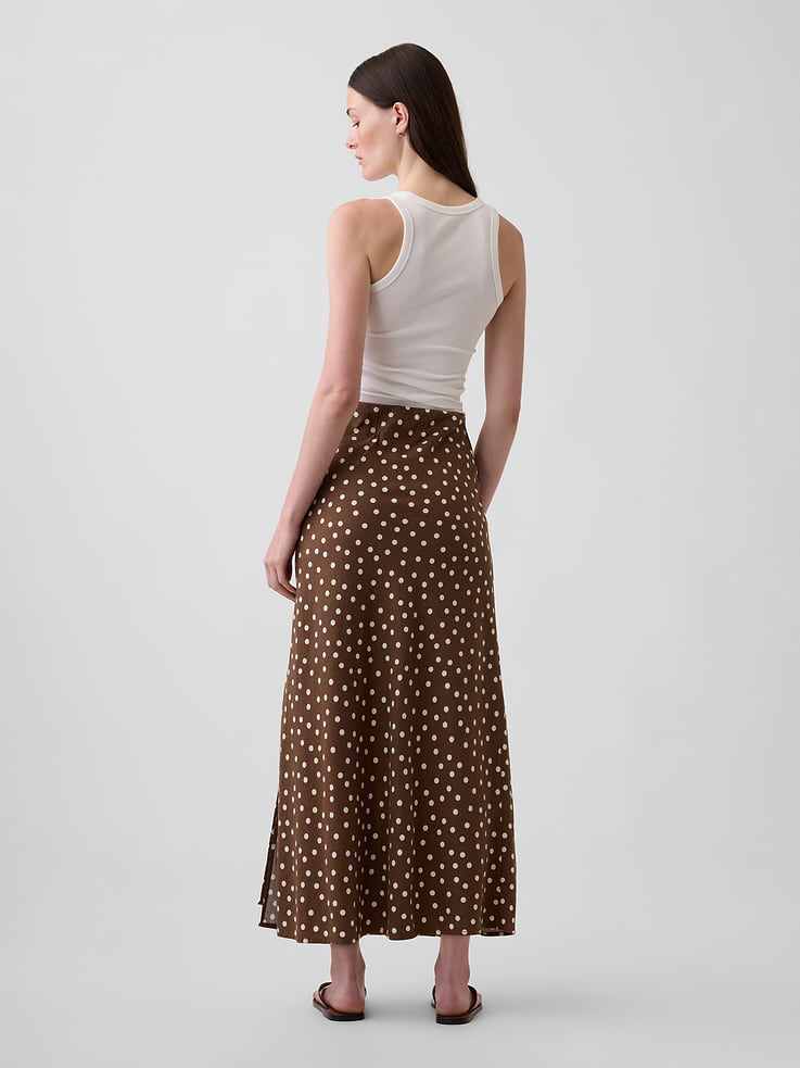 Image 2 de 5, Jupe longue à taille extensible en mélange de lin