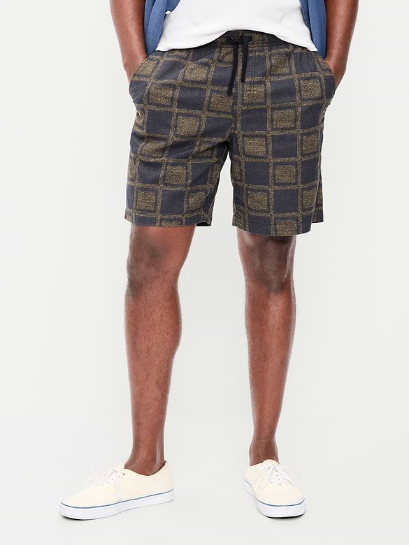 Short de jogging en mélange de lin, entrejambe de 18 cm