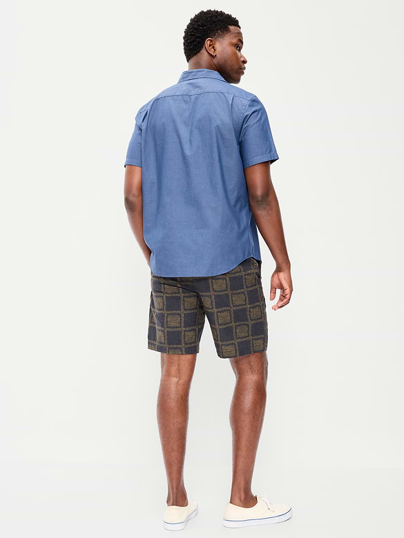 Short de jogging en mélange de lin, entrejambe de 18 cm