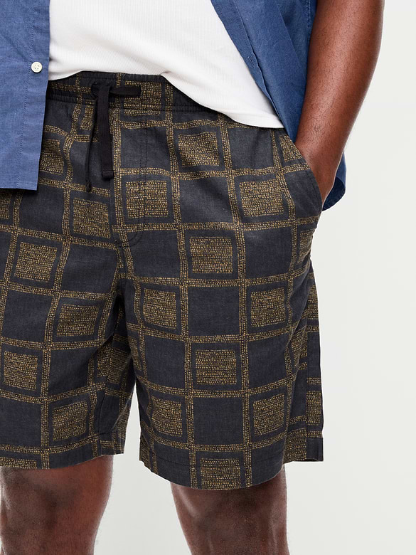 Short de jogging en mélange de lin, entrejambe de 18 cm