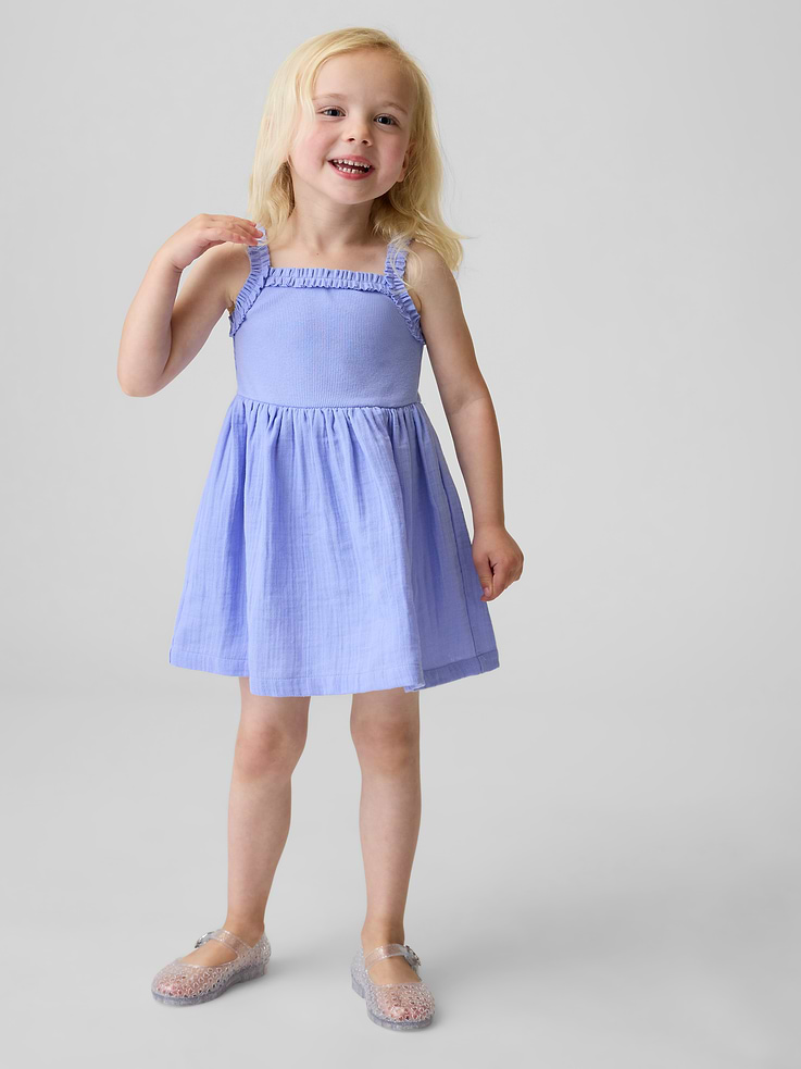 Image number 1 showing, Baby & Toddler Mixed Media Apron Dress