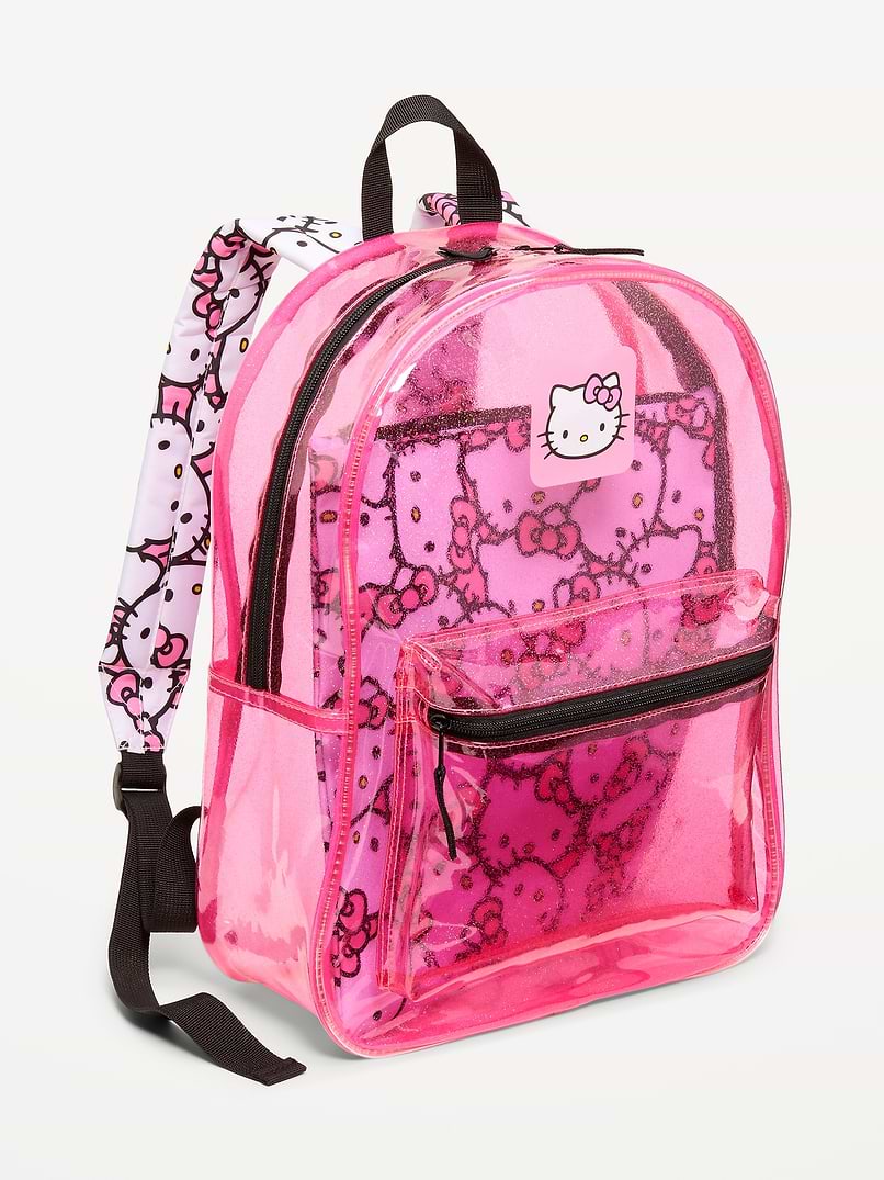 hello kitty nerd backpack claire' with Glasses Backpack: 16", Padded Straps, Navy with Stars Fashion measures 11 L x 6 W x 16 H Character Clear Hello Kitty Backpack