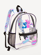 Image 1 of 2, zip-top closure, canvas handle, padded shoulder straps with adjustable buckles, exterior zippered pouch compartment, removable interior sleeve, Disney©, Product #896285