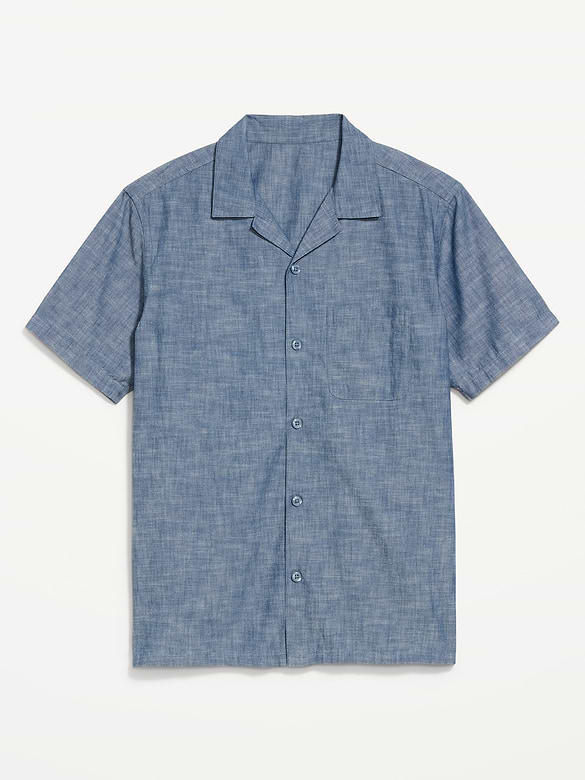 Chemise de vacances en chambray à manches courtes