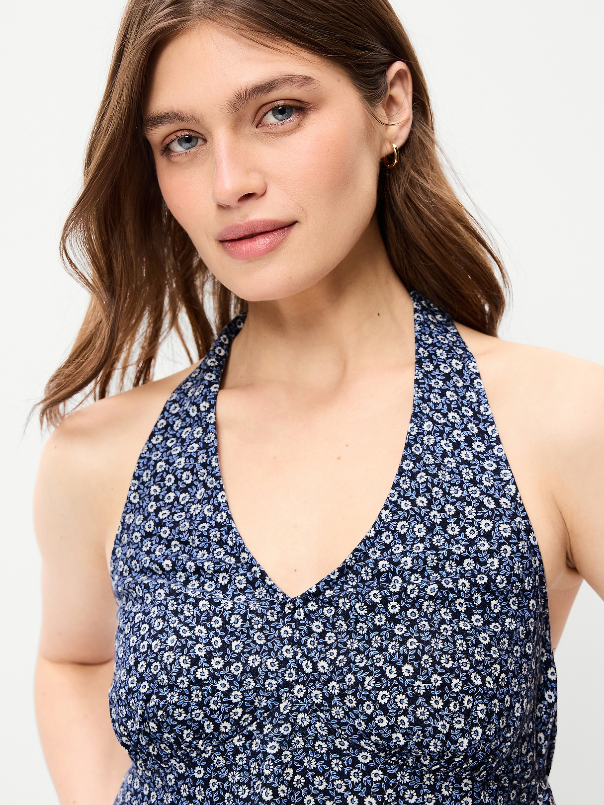 Linen-Blend V-Neck Halter Top | Old Navy