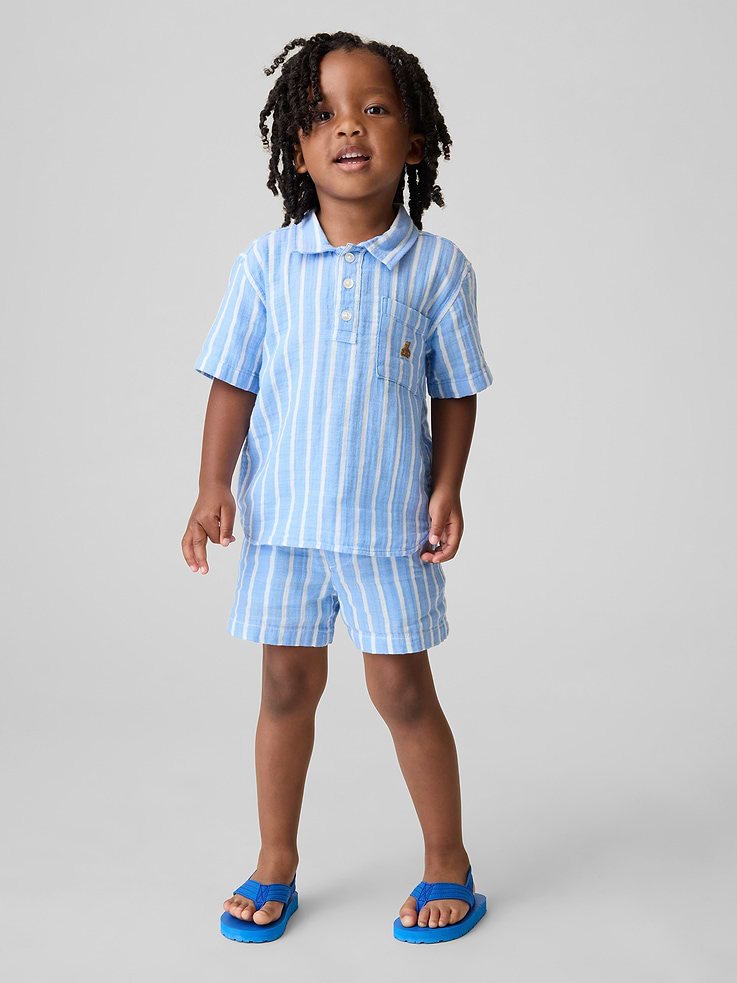 Image number 1 showing, Baby & Toddler Cotton Gauze Print Pull-On Shorts