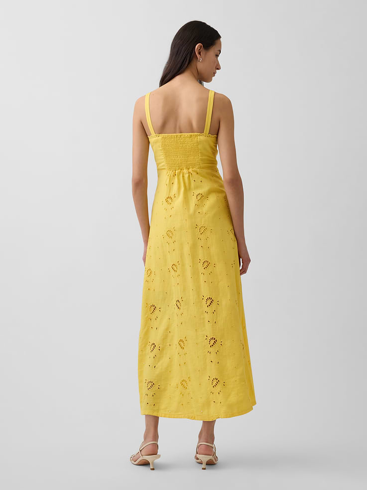 Image number 2 showing, Linen-Blend Embroidered Cami Maxi Dress