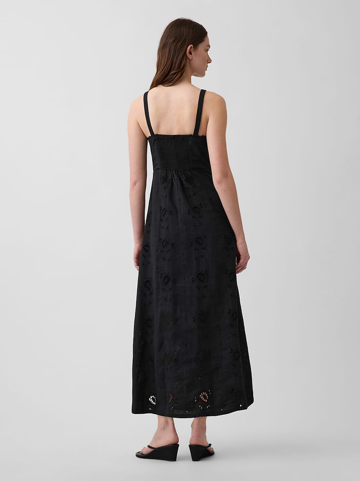 Image number 2 showing, Linen-Blend Embroidered Cami Maxi Dress