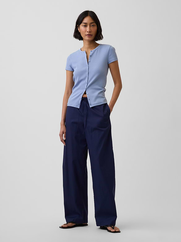 Poplin Easy Barrel Pants