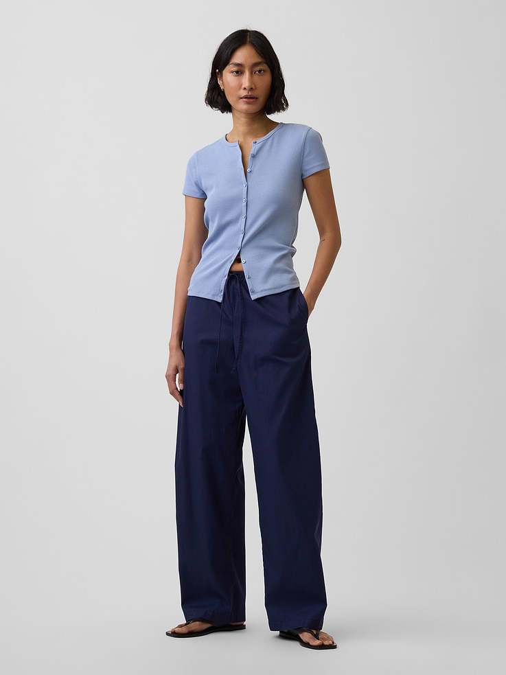 Image number 1 showing, Poplin Easy Barrel Pants