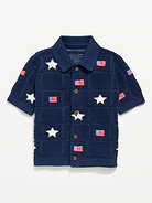 Image number 2 showing, Oversized Short-Sleeve Crochet-Knit Shirt for Toddler Boys