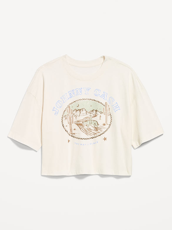 T-shirt court surdimensionné ras du cou Johnny Cash™