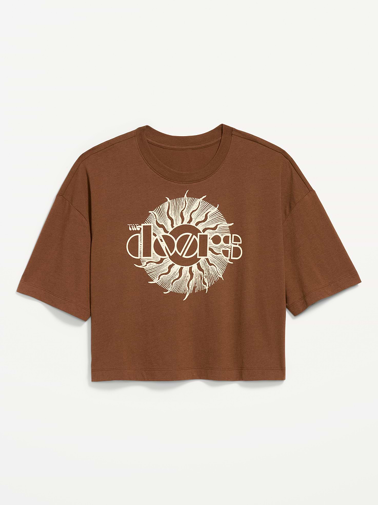Image number 5 showing, The Doors™ Crew-Neck Oversized Crop T-Shirt