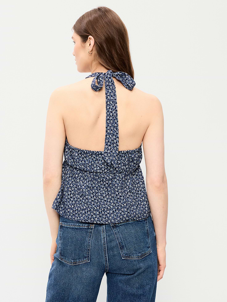 Image number 2 showing, Linen-Blend V-Neck Halter Top
