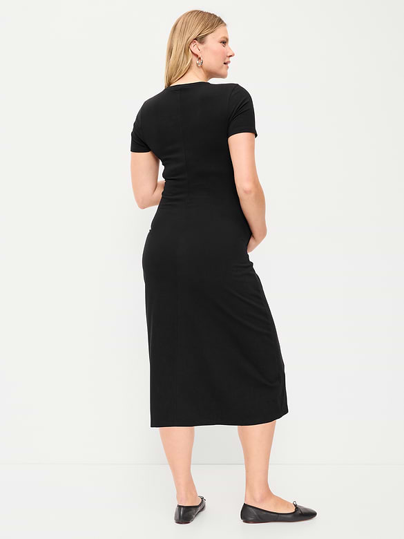 Maternity Short-Sleeve Ruched Dress