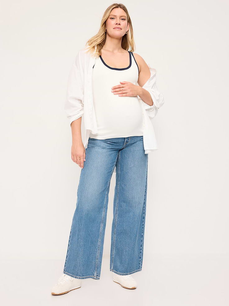 Image number 1 showing, Maternity Full-Panel Wow Baggy Jeans