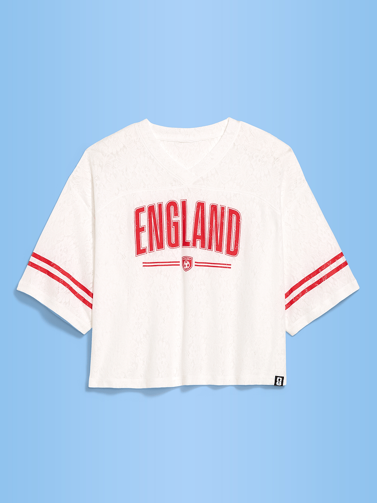 Image number 3 showing, FIFA World Cup 26™ England Boxy Lace V-Neck T-Shirt for Women