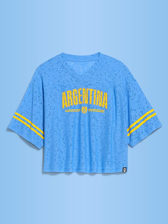 Image number 3 showing, FIFA World Cup 26™ Argentina Boxy Lace V-Neck T-Shirt for Women
